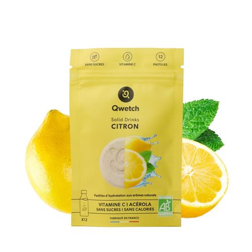 Visuel 1 du produit Boisson bio au citron avec vitamine C Qwetch Solid drinks - 12 pastilles