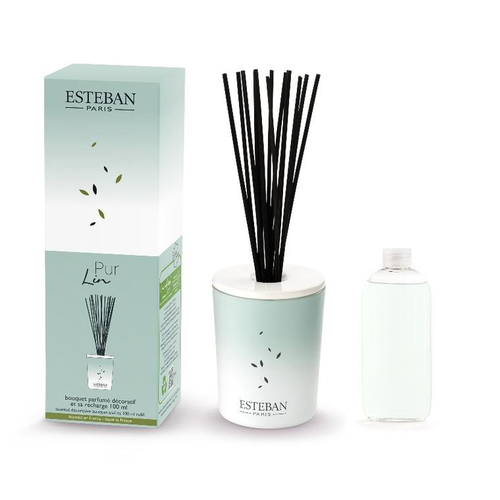 Visuel 1 du produit Bouquet parfumé déco et sa recharge Pur Lin - 100 ml Esteban - 100 ml