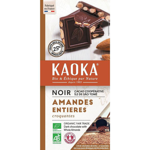 Visuel 1 du produit Chocolat noir aux amandes entières bio - 180 g