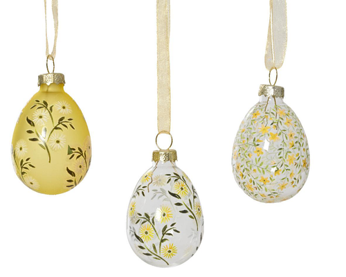 Visuel 1 du produit Œuf en verre coloré à motifs fleuri - Ø 4 x H 6 cm