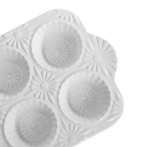 Visuel 2 du produit Plaque à 6 muffins en porcelaine blanche - 28 x 17 cm