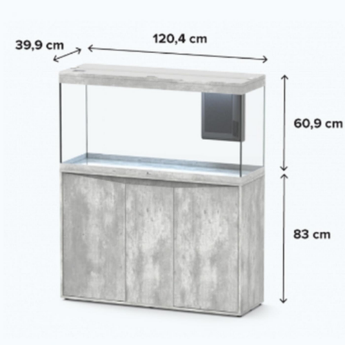 Visuel 2 du produit Aquarium tout équipé, gris béton, AQUATLANTIS AQUARIUM Splendid 120 - 293L