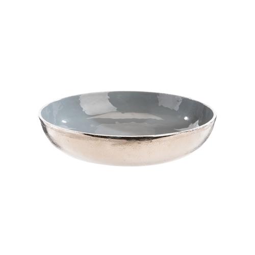 Visuel 1 du produit Saladier émaillé en aluminium bleu et argent - Ø 26 x H 6 cm
