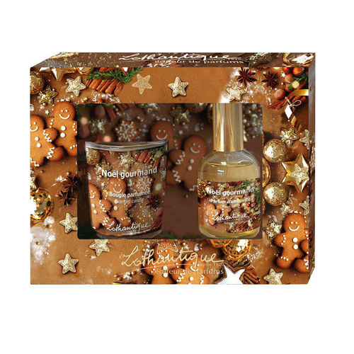 Visuel 1 du produit Coffret cadeau parfumé Noël gourmand Senteur et Lumière - Bougie 75 g + vaporisateur 50 ml