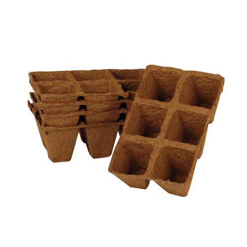 Visuel 1 du produit Godets en plaque biodégradables coloris marron x 30 - 6 x 6 cm