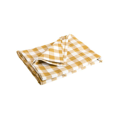 Visuel 1 du produit Nappe vichy blanche et jaune en coton - 250 x 150 cm