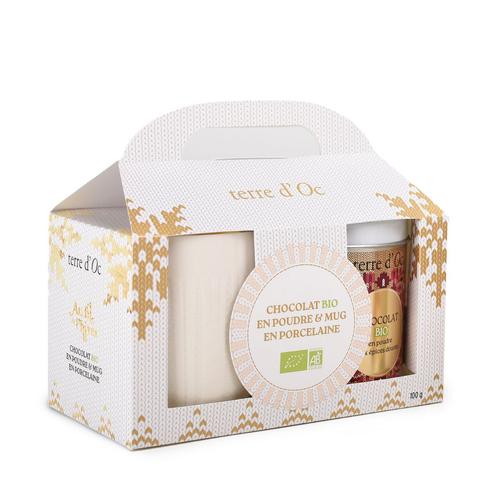 Visuel 1 du produit Duo mug en porcelaine et chocolat en poudre aux épices bio Terre d’Oc - 100 g