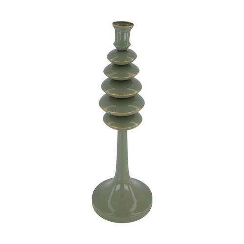 Visuel 1 du produit Bougeoir en métal vert d’eau grand modèle - Ø 12 x H 36,5 cm