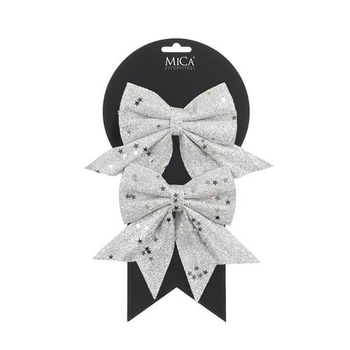Visuel 1 du produit Ensemble de 2 nœuds en polyester argent - 12 x 13 cm