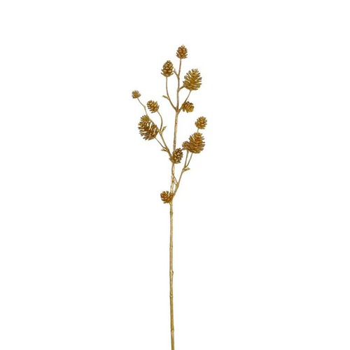 Visuel 1 du produit Branche artificielle avec pommes de pin or - H 70 cm