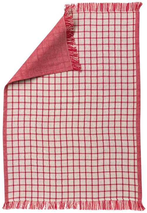 Visuel 1 du produit Torchon en coton recyclé blanc et rouge Aden - 70 x 50 cm