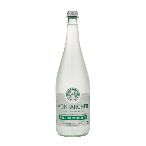 Visuel 1 du produit Eau de source pétillante en bouteille de verre Montarcher - 1 L