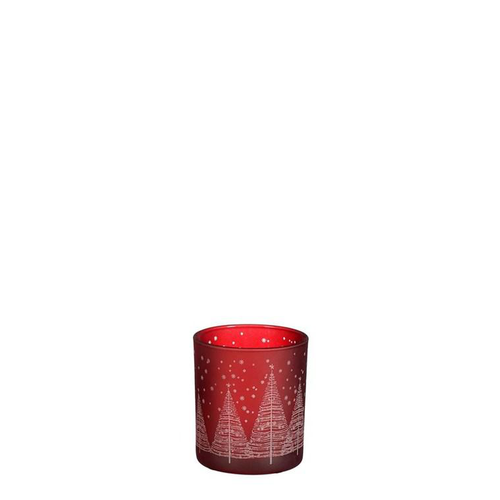 Visuel 1 du produit Porte-bougie en verre rouge motif arbre - Ø 7 x H 8 cm