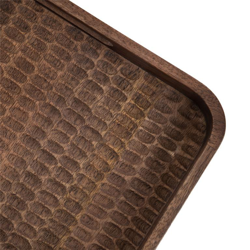 Visuel 2 du produit Plateau carré en bois de manguier effet martelé noisette - 34,5 x 34,5 x 4 cm