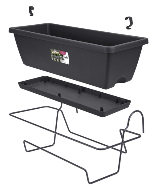 Visuel 4 du produit Jardinière en polypropylène anthracite Elho Barcelona - 49,5 x 27,5 x 18,5 cm