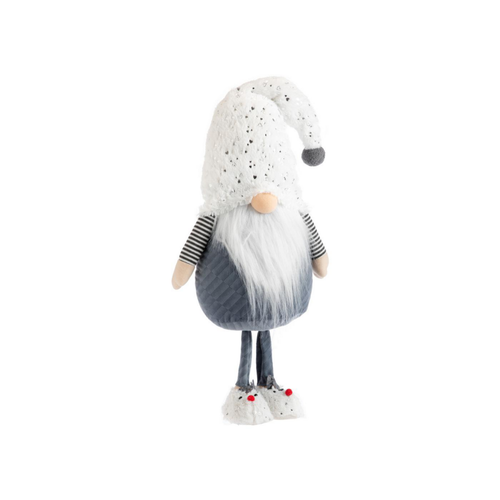 Visuel 1 du produit Gnome gris et blanc debout avec chaussons renne grand modèle - 85 cm
