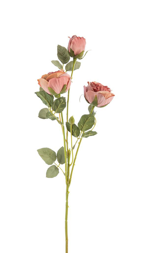 Visuel 1 du produit Fleur artificielle en papier tige avec 3 roses en bouton coloris rose - H 61 cm