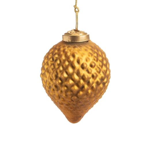Visuel 1 du produit Suspension goutte en relief en verre et métal or mat - 9 x 7 cm