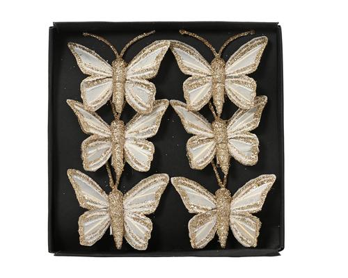 Visuel 1 du produit Papillon à clipser en plumes or clair - 5 x 3,5 cm