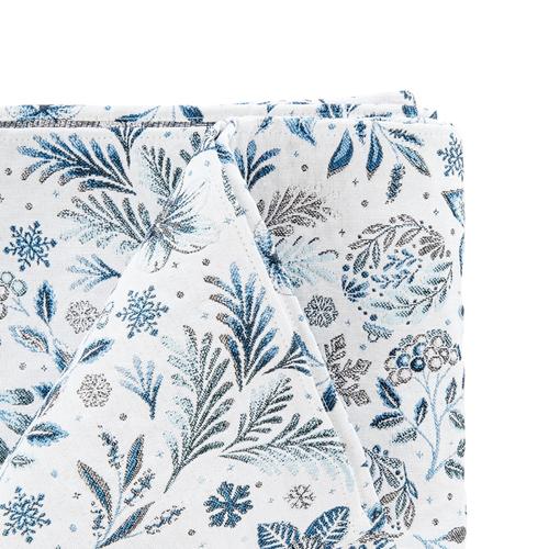 Visuel 1 du produit Nappe en coton et polyéthylène blanche à motif bleus Givre - 250 x 150 cm