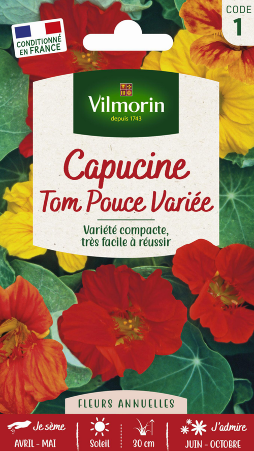 Visuel 1 du produit Capucine Tom Pouce Variée Vilmorin - graines à semer