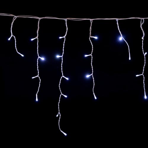 Visuel 1 du produit Rideau lumineux de Noël stalactite LED blanc froid câble blanc intérieur et extérieur connectable 3 fois - 8 x 0,5 m