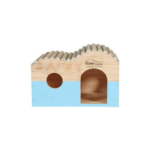 Visuel 1 du produit Maison en bois pour rongeurs coloris bleu Home Zolux - 29,70 x 18 x 20,30 cm