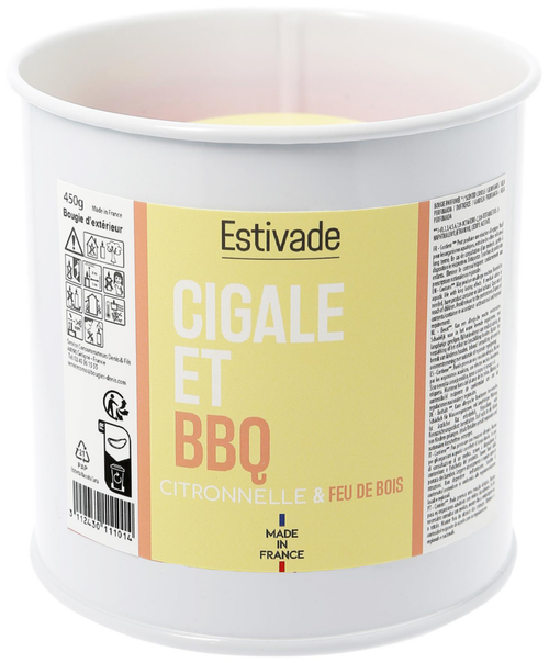 Visuel 1 du produit Bougie parfumée"cigales et barbecue" coloris gris en cire Estivade Denis & Fils - Ø 10 cm 400 g