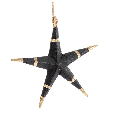 Visuel 1 du produit Suspension étoile 5 branches coloris noir en papier mâché - 13 x 13 cm