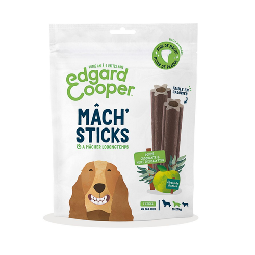 Visuel 1 du produit Friandises pour chien de taille moyenne dès 4 mois à la pomme et à l'eucalyptus sans céréales Edgard & Cooper Mach'Sticks