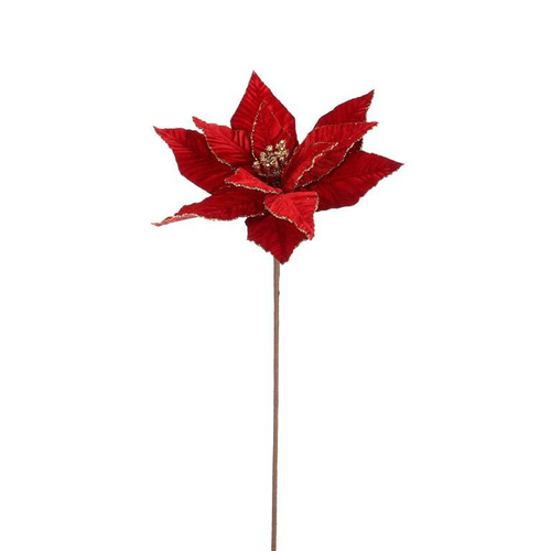 Visuel 1 du produit Branche artificielle de poinsettia rouge - H 65 cm