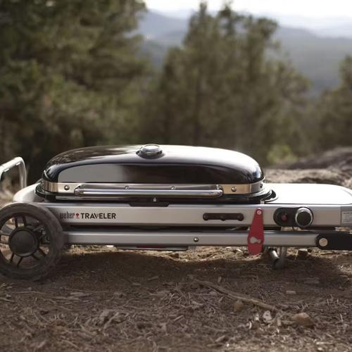 Visuel 5 du produit Barbecue à gaz en acier émaillé noir Weber Traveler - 110 x 58,4 x 94,5 cm