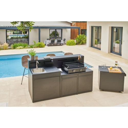 Visuel 7 du produit Support cuisine fermé en acier noir forme comptoir de bar Forge Adour - 120 x 97,2 x 112,5 cm