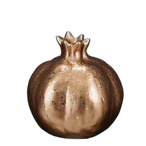 Visuel 1 du produit Fruit de grenadier en résine marron clair brillant - 14 x 13 x 14,5 cm