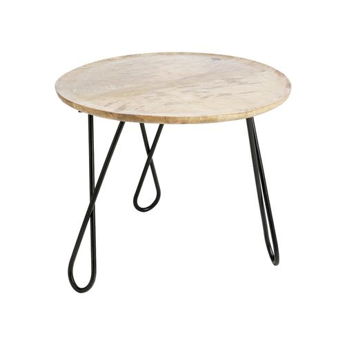 Visuel 1 du produit Table basse ronde bois de manguier naturel et métal noir - Ø 55 x H 43 cm