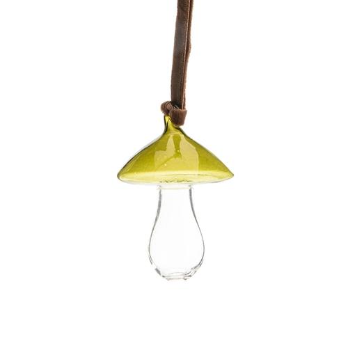 Visuel 1 du produit Suspension forme champignon en verre olive et transparent - 7 x 5,5 cm