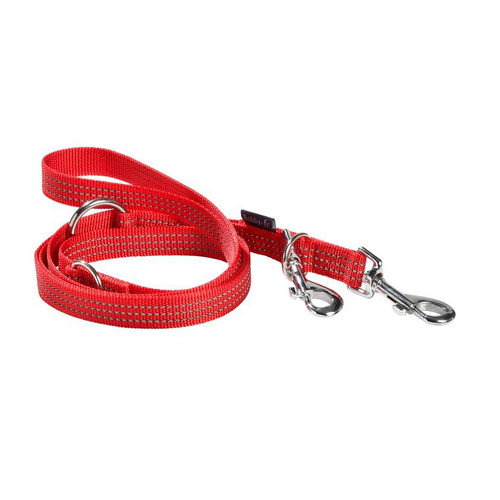 Visuel 1 du produit Laisse pour chien coloris rouge en nylon tressé Bobby Safe 3 positions – Taille L