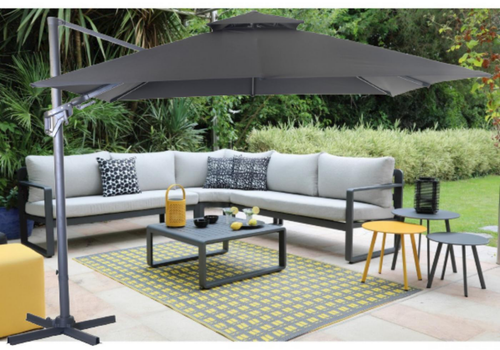 Visuel 2 du produit Parasol déporté bio, orientable et inclinable, gris - PROLOISIRS NH - 3x3m