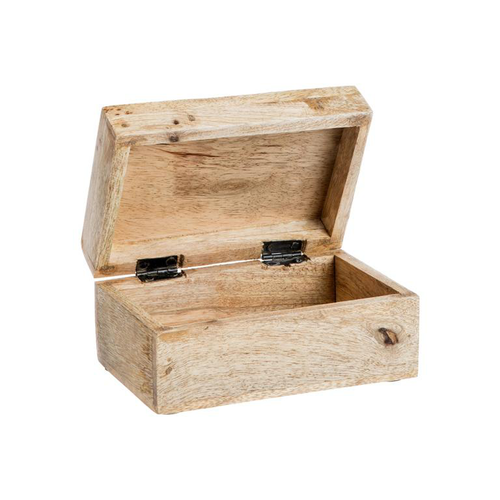 Visuel 3 du produit Boîte en bois de manguier à décor floral pêche moyen modèle - 16 x 11 x 7,5 cm