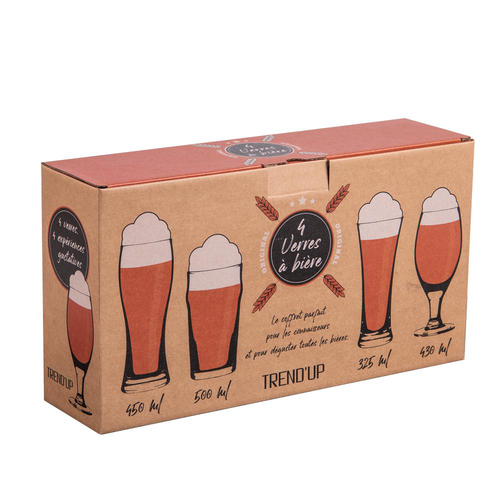 Visuel 2 du produit Chopes à bière en verre transparent - Coffret de 4 verres différents