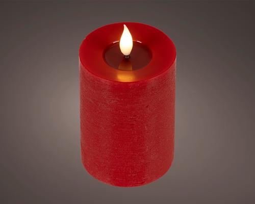 Visuel 1 du produit Bougie LED intérieure en cire rouge à lumière blanc chaud - Ø 7,5 x H 3,5 cm