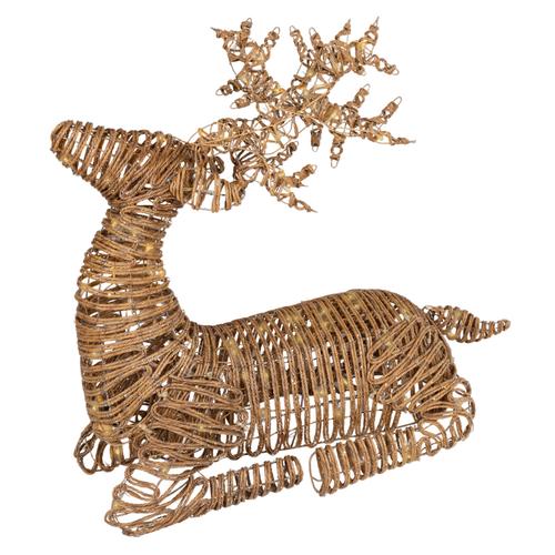 Visuel 1 du produit Décoration lumineuse de Noël renne en résine tressée coloris marron LED blanc orangé effet flash extérieur - H 88 cm