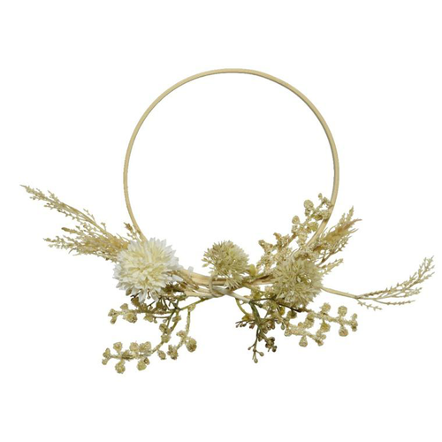 Visuel 1 du produit Couronne dry look coloris beige en fleurs artificielles - Ø 20 cm