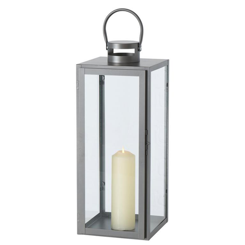 Visuel 1 du produit Lanterne en métal gris Arana grand modèle - 21 x 22 x 55 cm