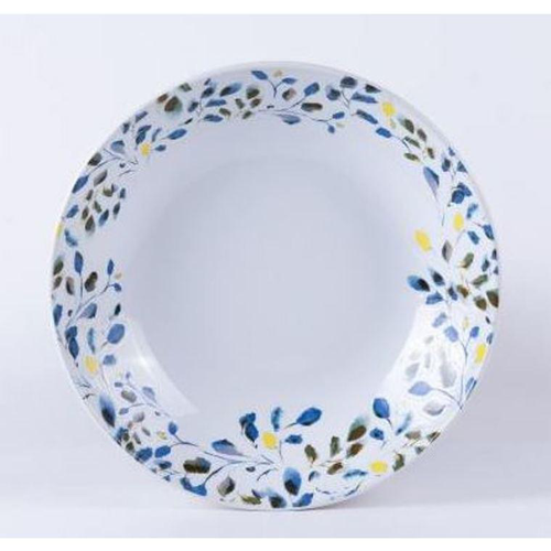 Visuel 1 du produit Assiette calotte en grès à motif végétal bleu et vert Althéa - Ø 19 cm