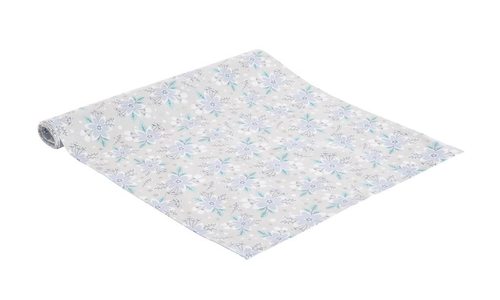 Visuel 1 du produit Chemin de table fleurs d'hiver coloris bleu en coton - 50 x 150 cm