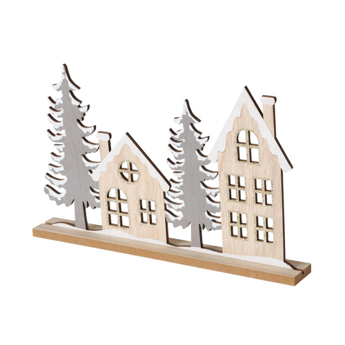 Visuel 1 du produit Figurine décorative Noël Landschaft coloris gris en bois - 30 x 4 x 19 cm