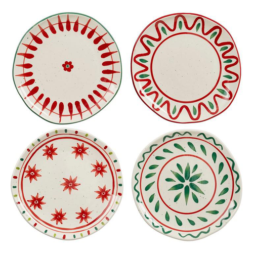 Visuel 1 du produit Assiette à dessert blanche, verte et rouge Venda - Ø 20,5 cm
