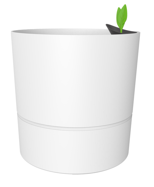 Visuel 1 du produit Pot rond à réserve d’eau en polypropylène blanc ivoire Eda Aquaduo XL - Ø 39,5 x H 39,5 cm