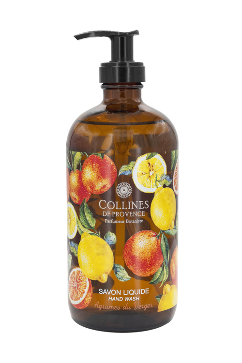 Visuel 1 du produit Savon liquide en flacon pompe senteur Agrumes du Verger Collines de Provence – 470 ml